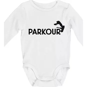 Kojenecký body Parkour - salto - Body kojenecké s dlouhým rukávem - Dlouhý r. do 3 měs ( Bílá )