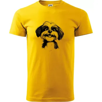 Lhasa Apso karikatura hlava - Triko extra velké (5-8XL) - 8XL ( Žlutá )