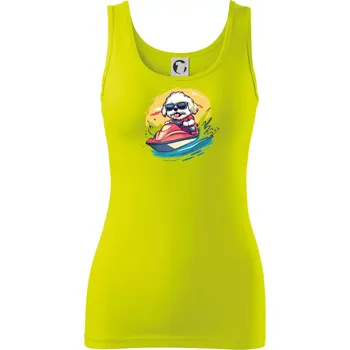 Lhasa Apso na vodním skútru - Dámské tílko - L ( Limetková )