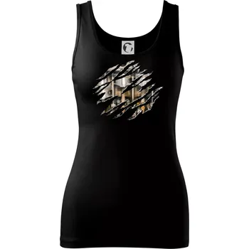 Dámské tričko Roztržené triko - písty - Dámské tílko - XL ( Černá )