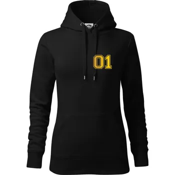 Dámská mikina King - Queen - 01 dres - zlatý potisk - Mikina dámská Cape s kapucí - M ( Černá )