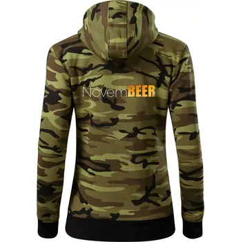 Dámská mikina Pivní měsíce - novemBEER - Dámská mikina trendy zipper s kapucí - XS ( Zelený maskáč )