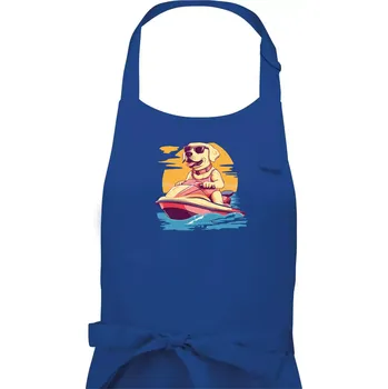 Kuchyňská zástěra Zlatý retrívr na vodním skútru - Dámská zástěra na vaření - Univerzální velikost ( Královská modrá )