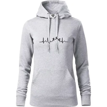 Dámská mikina EKG trojskok - Mikina dámská Cape s kapucí - XS ( Světlešedý Melír )