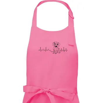 Kuchyňská zástěra EKG křivka jezevčík - Pánská zástěra na vaření - Univerzální velikost ( Růžová )
