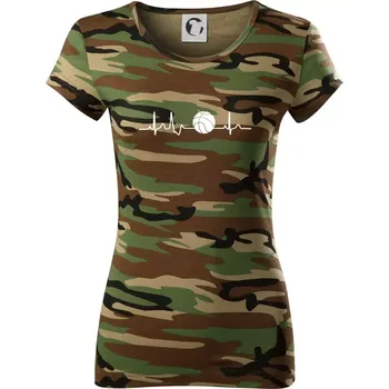 Dámské tričko EKG basketbal míč - Dámské maskáčové triko - M ( Hnědý maskáč )