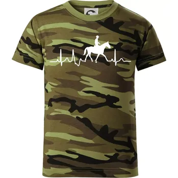 Chlapecké tričko EKG kůň přeskok - Dětské maskáčové triko - 146 cm/10 let ( Zelený maskáč )