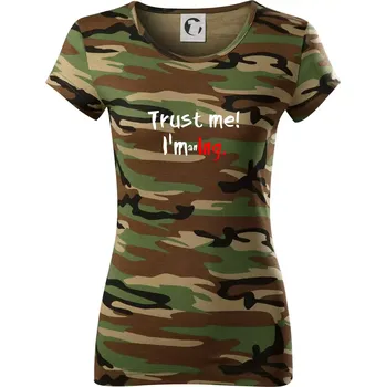 Trust me I´m an Ing. / Věř mi jsem Ing. - Dámské maskáčové triko - M ( Hnědý maskáč )