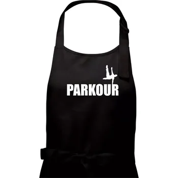 Kuchyňská zástěra Parkour - na jedné ruce - Dámská zástěra na vaření - Univerzální velikost ( Černá )