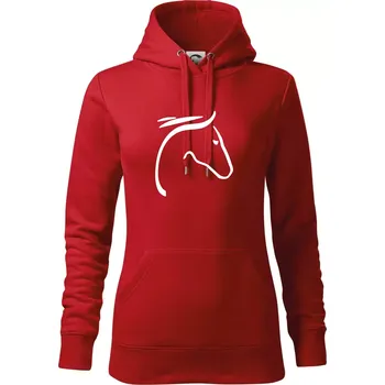 Dámská mikina Kůň - hlava silueta - Mikina dámská Cape s kapucí - S ( Červená )