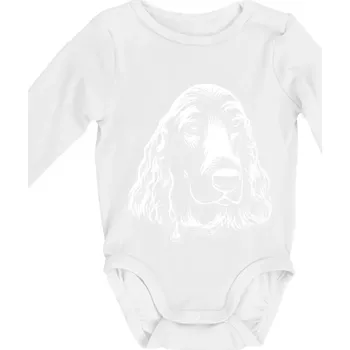 Kokršpaněl - hlava kreslená - Body kojenecké s dlouhým rukávem - Dlouhý r. 6-12 měs ( Bílá )
