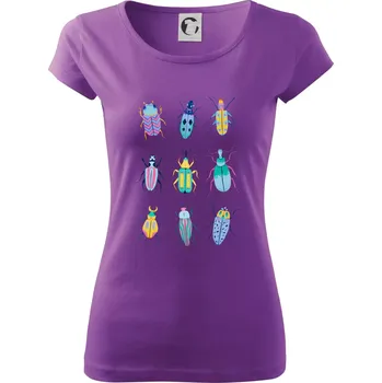 Dámské tričko Barevní brouci (studio-arte.cz) - Dámské triko Pure - 3XL ( Fialová )