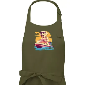 Kuchyňská zástěra Zlatý retrívr na vodním skútru - Dámská zástěra na vaření - Univerzální velikost ( Khaki )
