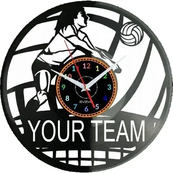 Hodiny VOLEJBAL Tvé Jméno Nástěnné Hodiny Vinylová Deska Moderní Dekorativní