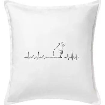 Polštář EKG křivka kapybara - Polštář 50x50 - 50x50 - Pouze potah ( Bílá )