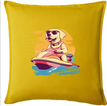 Polštář Zlatý retrívr na vodním skútru - Polštář 50x50 - 50x50 - Pouze potah ( Žlutá )