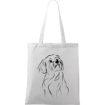 Lhasa Apso černý nákres slabé linky - Taška bavlněná - 42 x 38 cm ( Bílá )