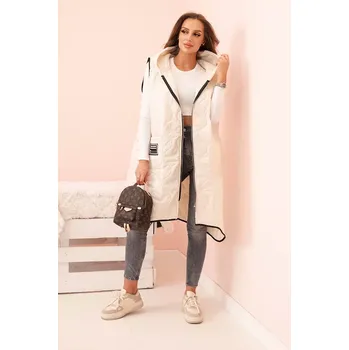 Dámská vesta Kesi Włoski Dámská prošívaná vesta Plus Size s kapucí na zip světle béžová Kesi Włoski černá | krémová 3377137