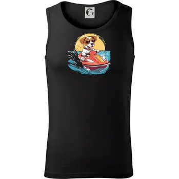 Jack russell teriér na vodním skútru - Tílko pánské Core - S ( Černá )