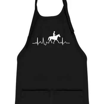 Kuchyňská zástěra EKG jízda na koni - Dětská zástěra na vaření - Univerzální velikost ( Černá )