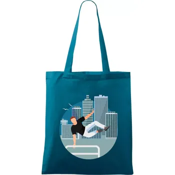 Parkour ve městě - Taška bavlněná - 42 x 38 cm ( Petrolejová )