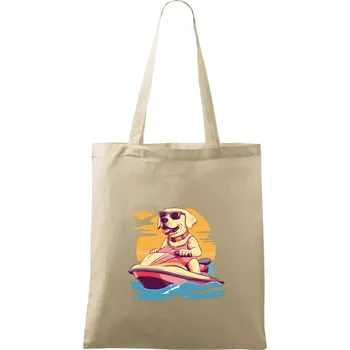 Nákupní taška Zlatý retrívr na vodním skútru - Taška bavlněná - 42 x 38 cm ( Naturální )