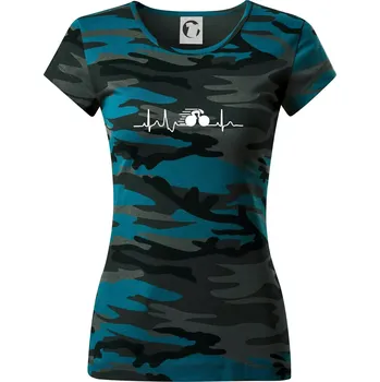 Dámské oblečení EKG dráhová cyklistika - Dámské maskáčové triko - S ( Petrolejová maskáč )