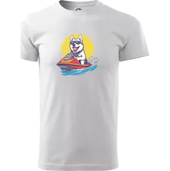 Pánské tričko Husky na vodním skútru - Triko extra velké (5-8XL) - 7XL ( Bílá )