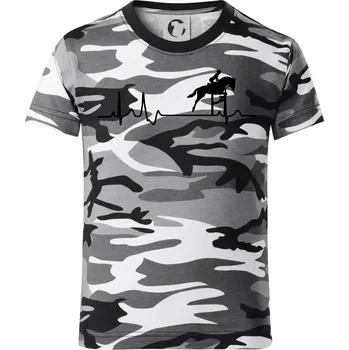 Chlapecké tričko EKG kůň přeskok - Dětské maskáčové triko - 134 cm/8 let ( Šedý maskáč )