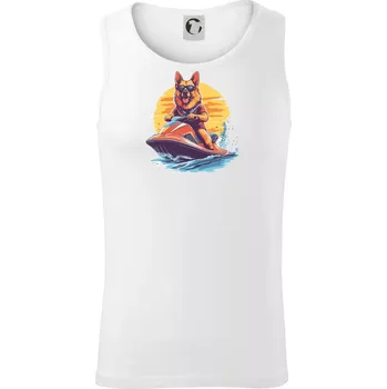 Německý ovčák na vodním skútru - Tílko pánské Core - L ( Bílá )