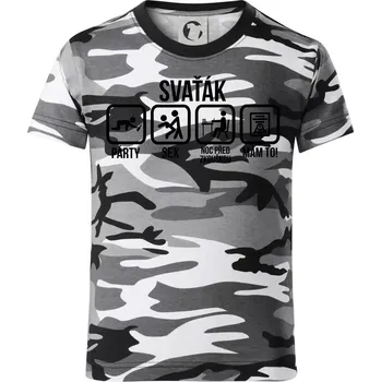 Chlapecké tričko Svaťák - Dětské maskáčové triko - 104-110cm / 3-4 roky ( Šedý maskáč )