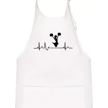 Kuchyňská zástěra EKG roztleskávačka výskok - Dětská zástěra na vaření - Univerzální velikost ( Bílá )