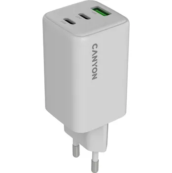 Síťová nabíječka Canyon CU65ACC GAN 65W 2xPD 1xQC USB / 2x USB-C Bílá