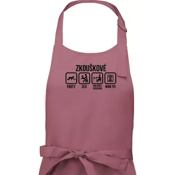 Kuchyňská zástěra Zkouškové - Dámská zástěra na vaření - Univerzální velikost ( Starorůžová )