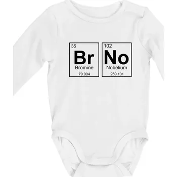 BRNO - periodická tabulka - Body kojenecké s dlouhým rukávem - Dlouhý r. do 3 měs ( Bílá )