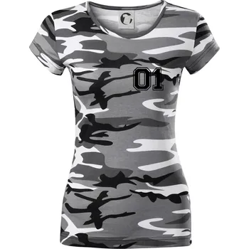 Dámské tričko King - Queen - 01 dres (černobílá) - Dámské maskáčové triko - L ( Šedý maskáč )