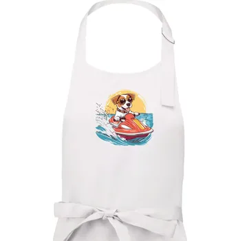 Kuchyňská zástěra Jack russell teriér na vodním skútru - Pánská zástěra na vaření - Univerzální velikost ( Bílá )