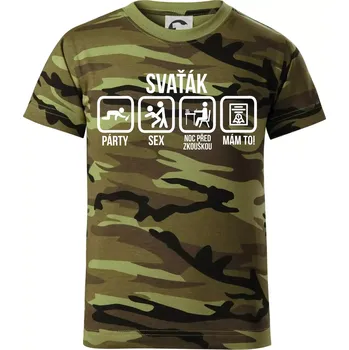 Svaťák - Dětské maskáčové triko - 146 cm/10 let ( Zelený maskáč )