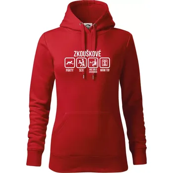 Dámská mikina Zkouškové - Mikina dámská Cape s kapucí - XS ( Červená )