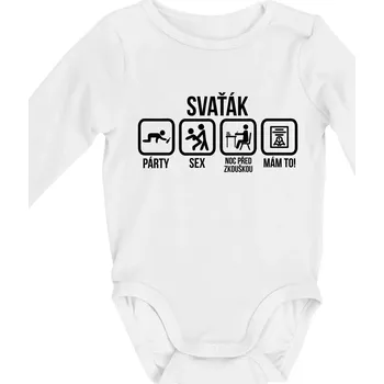 Kojenecký body Svaťák - Body kojenecké s dlouhým rukávem - Dlouhý r. do 3 měs ( Bílá )