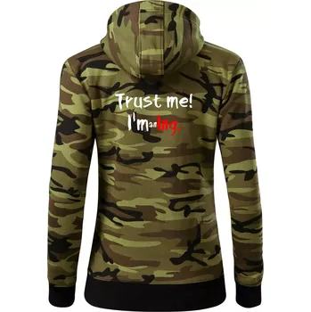 Dámská mikina Trust me I´m an Ing. / Věř mi jsem Ing. - Dámská mikina trendy zipper s kapucí - XS ( Zelený maskáč )