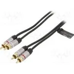 Kabel RCA vidlice x2,z obou stran 3m Povrch zlacený černá