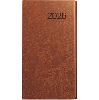 Diář Baloušek, s.r.o. TÝDENNÍ KAPESNÍ DIÁŘ - JAKUB - 2026 - JEMNÝ MATERIÁL VIVELLA Barva: Hnědá