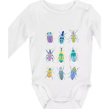 Dětská móda Barevní brouci (studio-arte.cz) - Body kojenecké s dlouhým rukávem - Dlouhý r. do 3 měs ( Bílá )