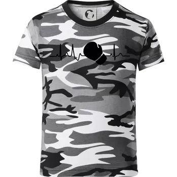 Chlapecké tričko EKG box rukavice - Dětské maskáčové triko - 134 cm/8 let ( Šedý maskáč )