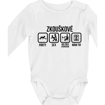Zkouškové - Body kojenecké s dlouhým rukávem - Dlouhý r. do 3 měs ( Bílá )