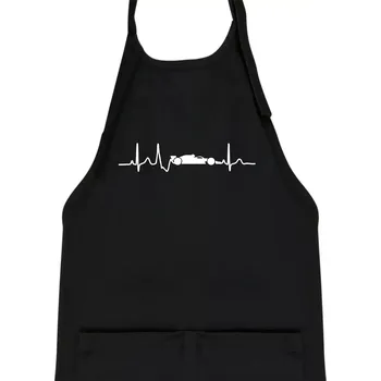 Kuchyňská zástěra EKG formule - Dětská zástěra na vaření - Univerzální velikost ( Černá )