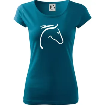 Kůň - hlava silueta - Dámské triko Pure - XS ( Petrolejová )