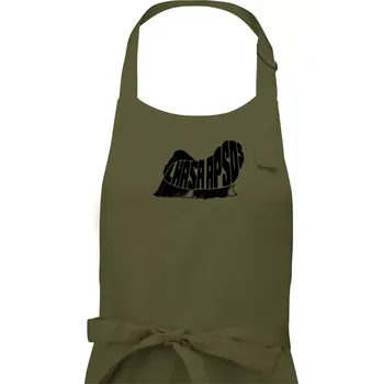 Kuchyňská zástěra Lhasa Apso nápis v těle - Pánská zástěra na vaření - Univerzální velikost ( Khaki )