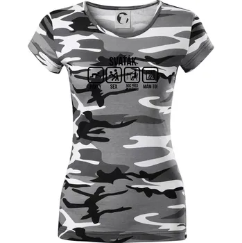 Dámské tričko Svaťák - Dámské maskáčové triko - XS ( Šedý maskáč )